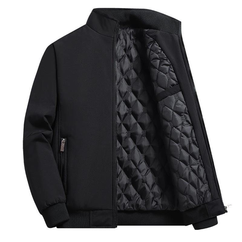 Men's Stand Collar Winter Jacket - Dad's Style, Plus Size, Warm Cotton Velvet for Middle-Aged and Elderly.