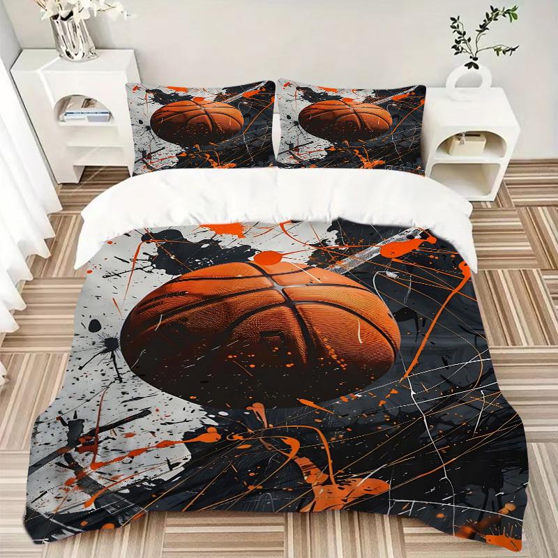 3pcs Basketball Art Bedding Set, Includes 1 Comforter + 2 Pillowcases, Without Pillow Inserts, Soft Comfortable, Lightweight Breathable, Pri