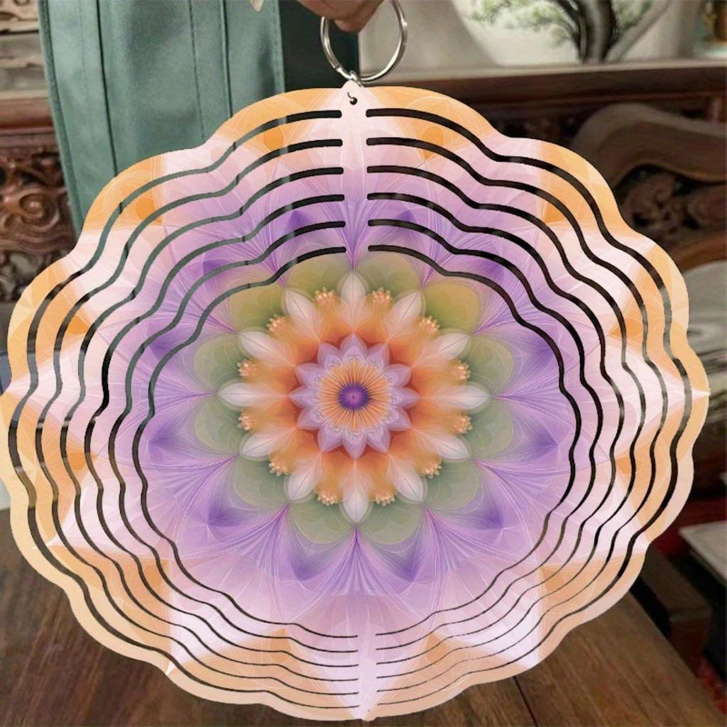 Яркий фиолетово-оранжевый металлический колокольчик с крючком, вращающимся на 360 градусов, уникальный спиральный дизайн, уличный садовый декор для весны, лета, осени, креативный подарок