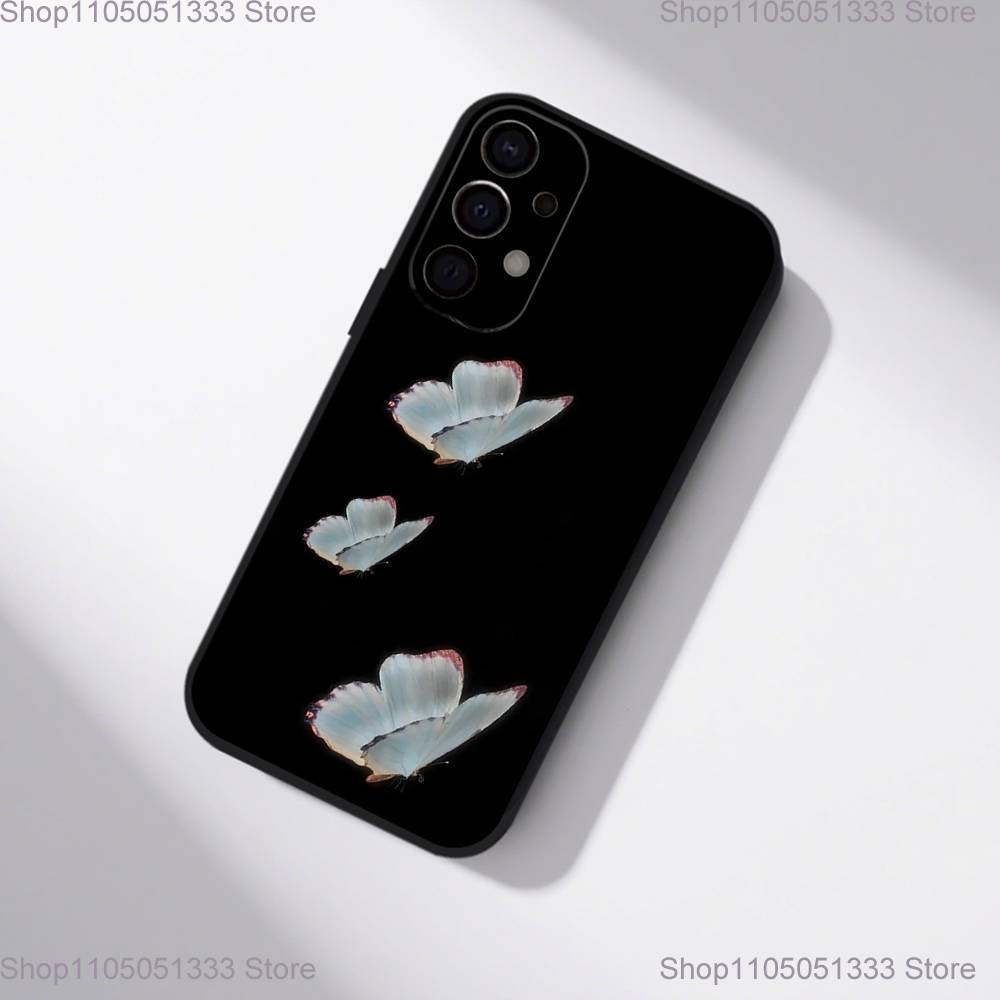 Drift Sand Butterfly Phone Case For Samsung S25,S24,S21,S22,S23,S30,Ultra,S20,Plus,Fe,Lite,5G Black Cover