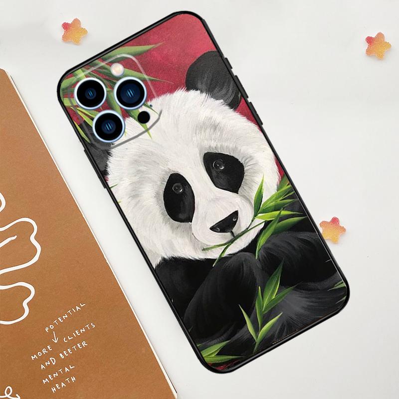 Чехол для телефона с изображением панды, милого медведя, для iPhone 17 Pro Max 11 14 15 16 Pro Max 12 13 mini 16 Plus 16e 17 Air Funda