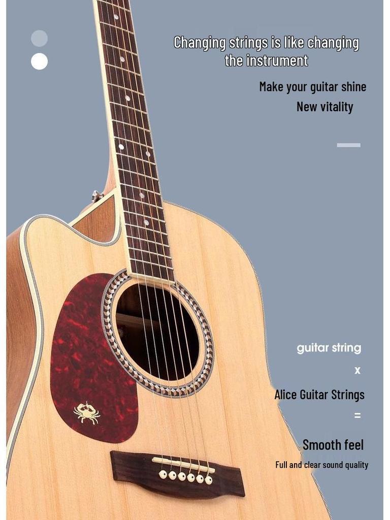 Комплект струн для акустической фолк-гитары Alice, покрытые фосфорной бронзой (6 строк)