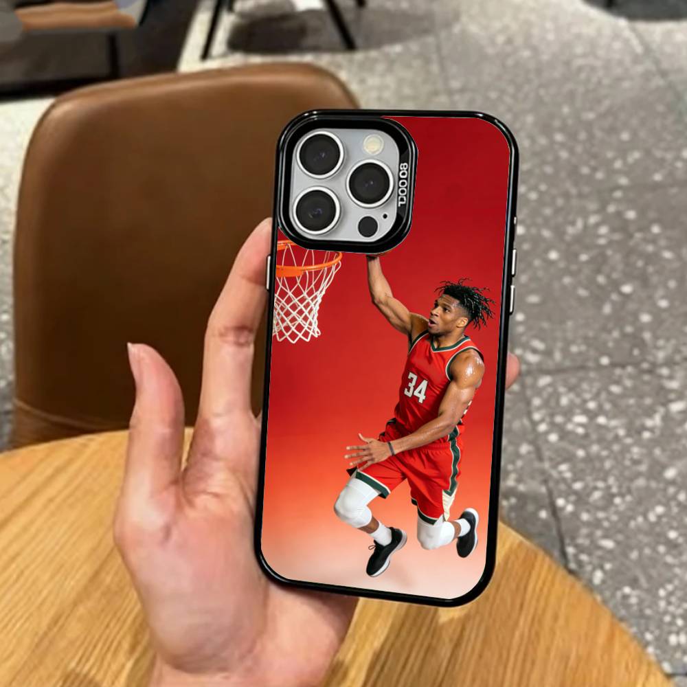 Баскетбол G-Яннис А-Антетокунмпо Чехол для телефона для iPhone17,16,15,14,13,12,11 Plus,Pro Max Цветной Посеребренный Внутренний Чехол