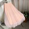 Женская осенне-зимняя черная тюлевая юбка-полусолнце средней длины, милая юбка А-силуэта с завышенной талией, тюлевая пышная юбка средней длины