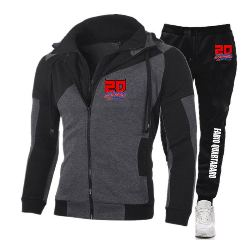 Fabio Quartararo Motorcycle Rider Racing 2023 Мужская новая спортивная повседневная толстовка с капюшоном на диагональной молнии + брючный костюм соответствующего цвета