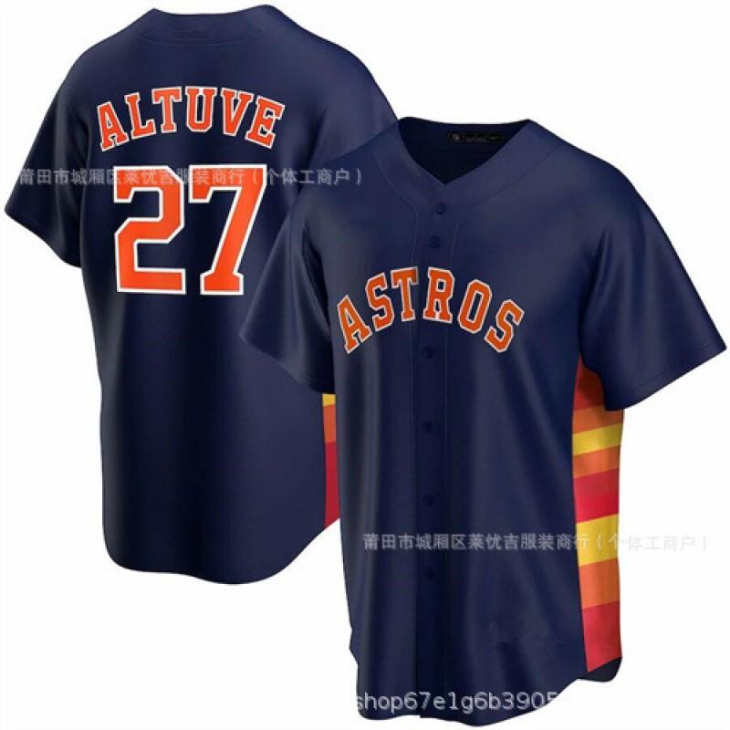 Houston Astros 27 30 44 35 Embroidered Baseball Jersey Button-up Sweatshirt Men Women