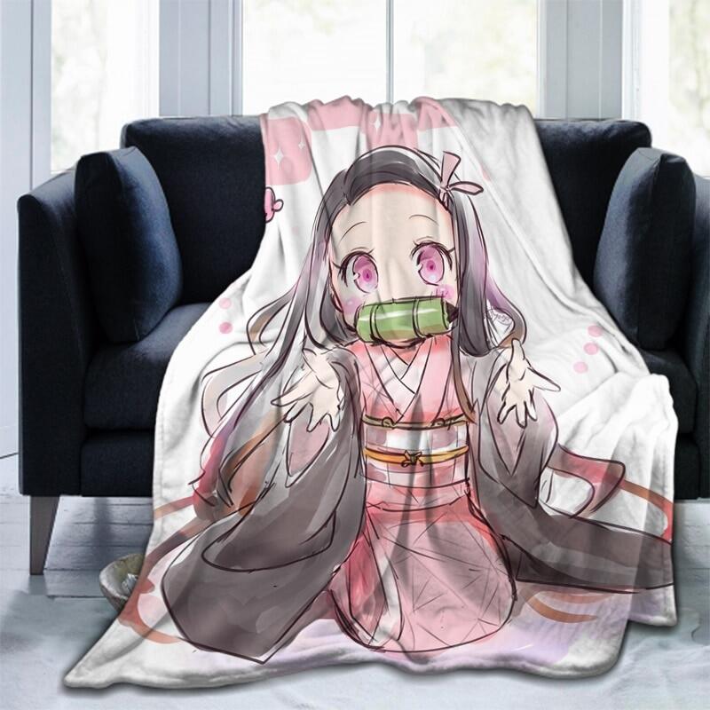 Demon Slayer Anime Bedding D Printed Quilt for Adults Kids Soft Fleece Blanket Sofa Throw Size x Inches