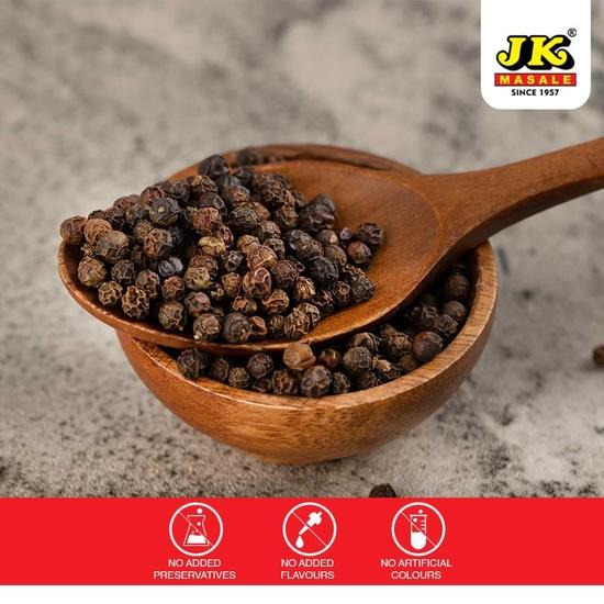 JK Black Pepper Whole – Quality Black Peppercorns, Natural Spice for Cooking, Aromatic & Fresh, 100g | Kali Mirch | Gol Mirch Whole (100g Pack of 1)