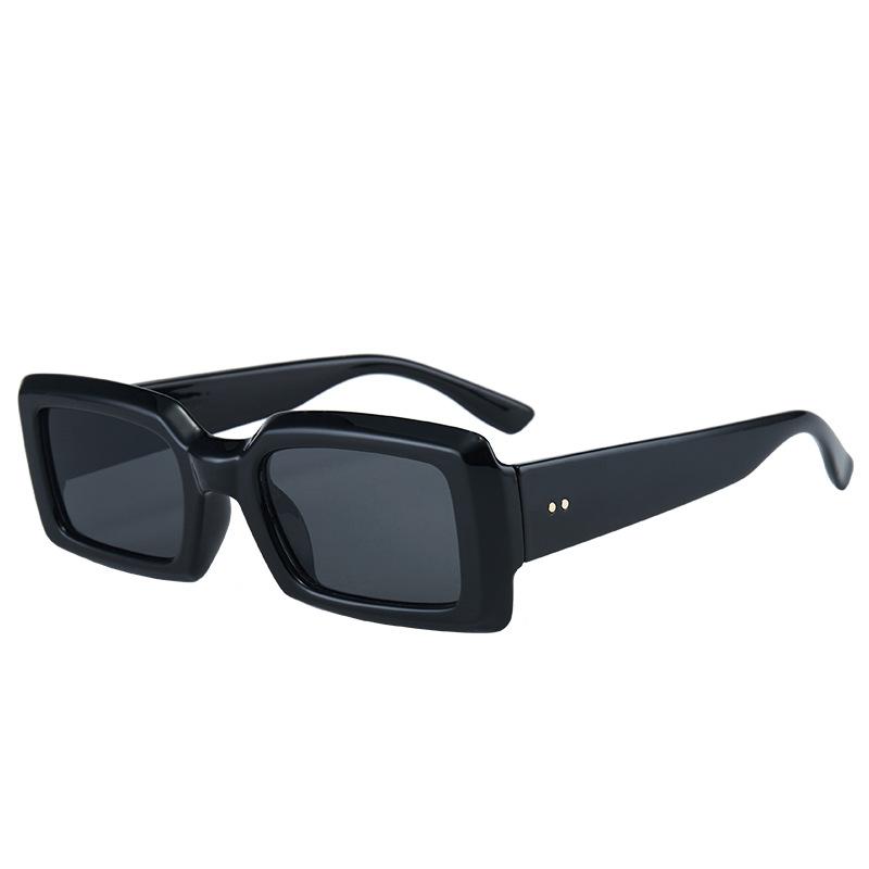 Fashionable Textured Thick Frame Sunglasses Square Frame Design Sun Protection UV Protection Unisex Sunglasses M418