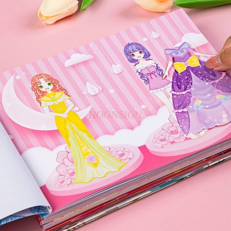 1 книга Красивое платье принцессы Наклейки для девочек 0-3-6 лет Наряди платье Наклейки Раскраска Детское раннее развитие Пазл