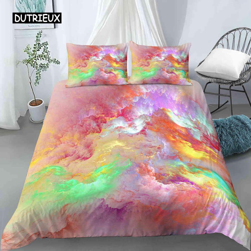 Комплект постельного белья Cloud Duvet Cover Set Microfiber Universe Outer Space Sea of Cloud Mystic Bedding Set Abstract Pattern King Twin Beder Cover