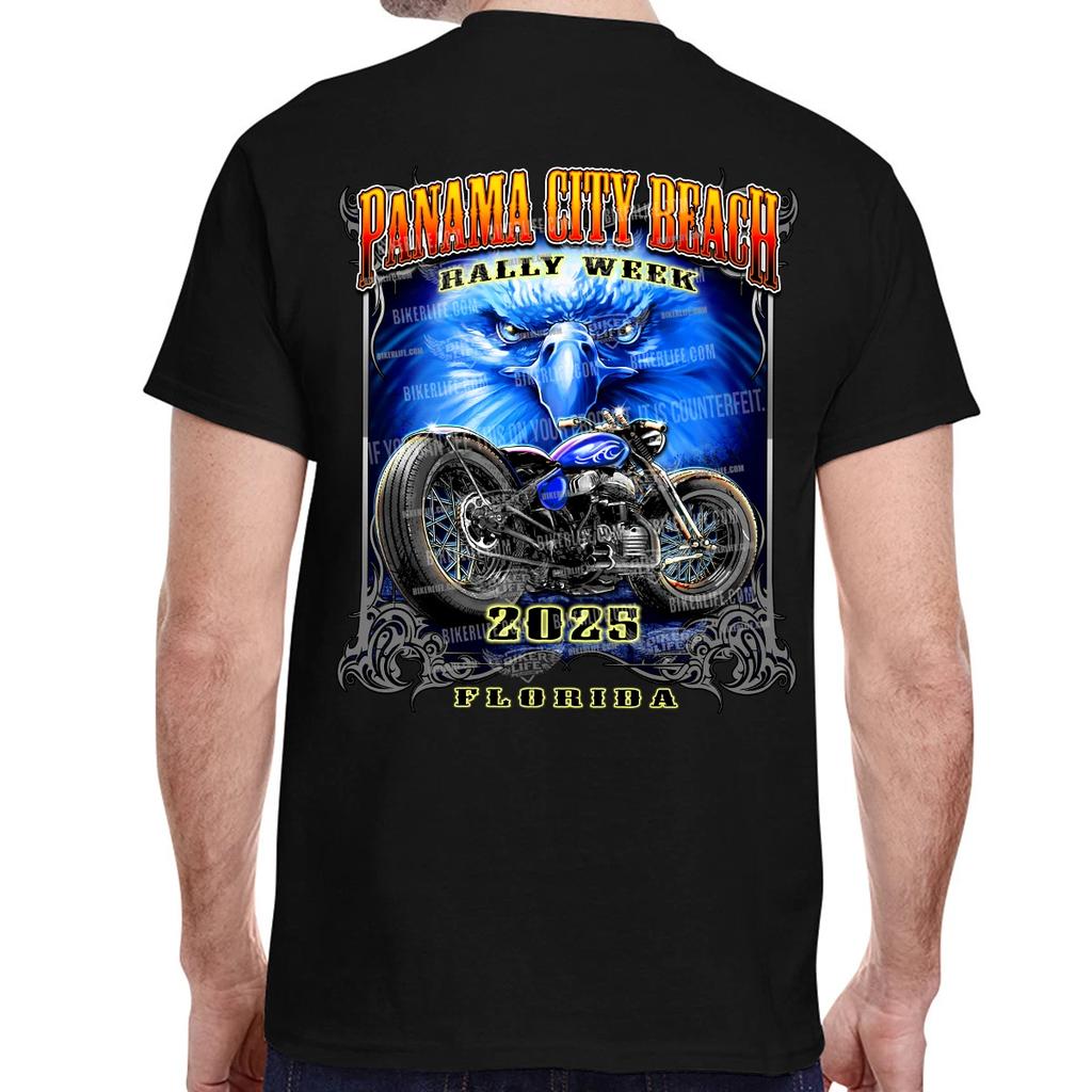 2025 Panama City Beach Rally Week Blue Eagle T-Shirt No Harley