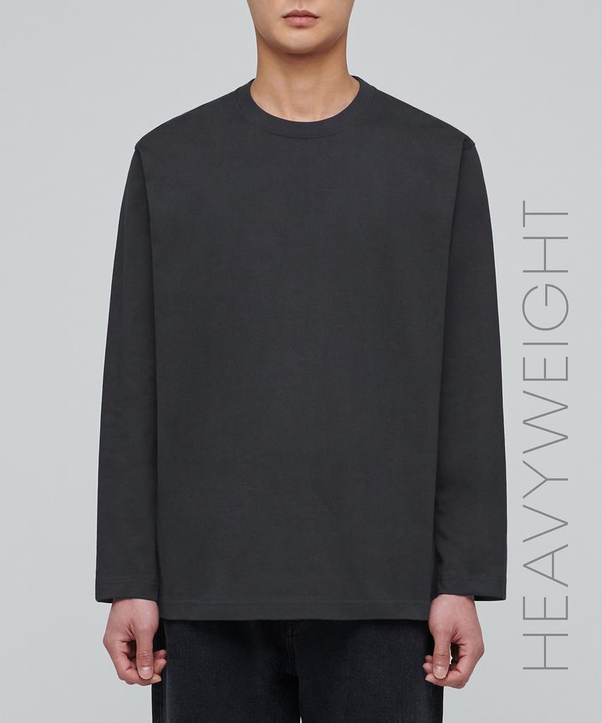MUSINSA STANDARD Heavyweight Relaxed Crew Neck Long Sleeve T-Shirt [Dark Gray]