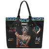 NICOLE LEE P15435 LATOYA LOVES WHO SHE IS Reversible Tote Bag Metallic Illustration Art Bag Vegan Leather Vegan White Nylon Logo Large Eco Bag
