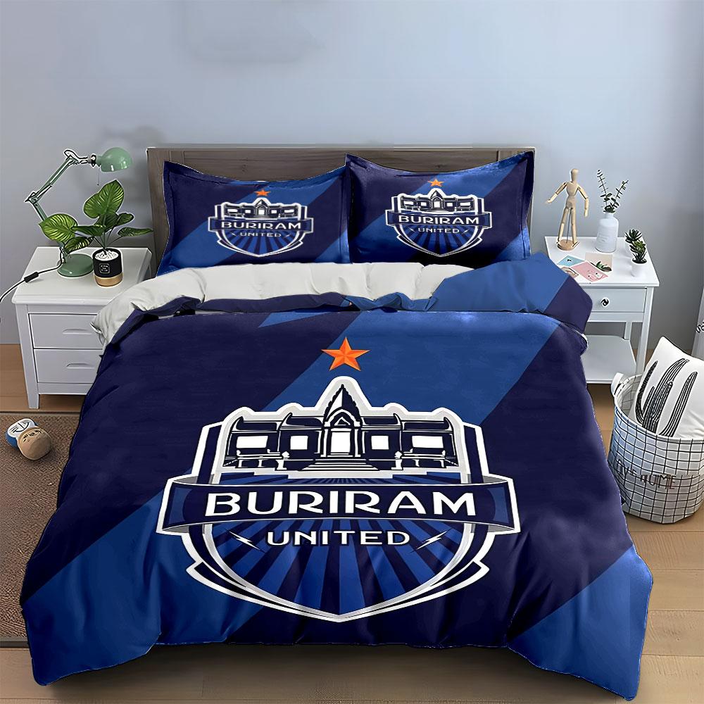 Blue Buriram United Bedding Set Bedding Duvet Cover Set Duvet Cover Pillowcases (1 * Duvet Cover 2 * Pillowcases, without duvet insert)