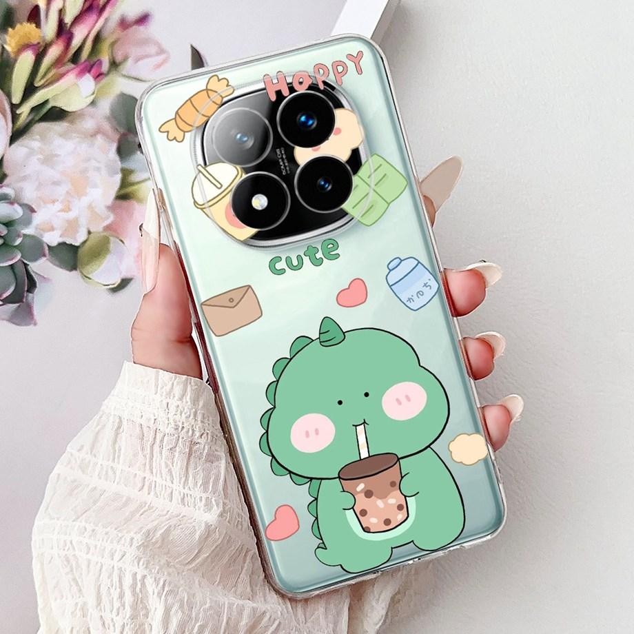 Для Xiaomi Redmi Note 14 14Pro 14 Pro+ Plus Чехол Милые Животные Тигр Лев Дракон Мультяшная Крышка Телефона Мягкий ТПУ Матовый Силиконовый Capa