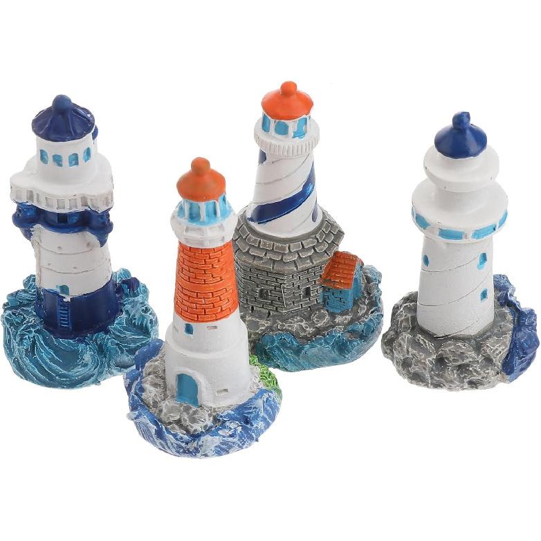 Toyvian 4 шт. Мини-декор маяка Средиземноморские фигурки Орнаменты Миниатюрные ландшафтные украшения (Случайный шаблон)