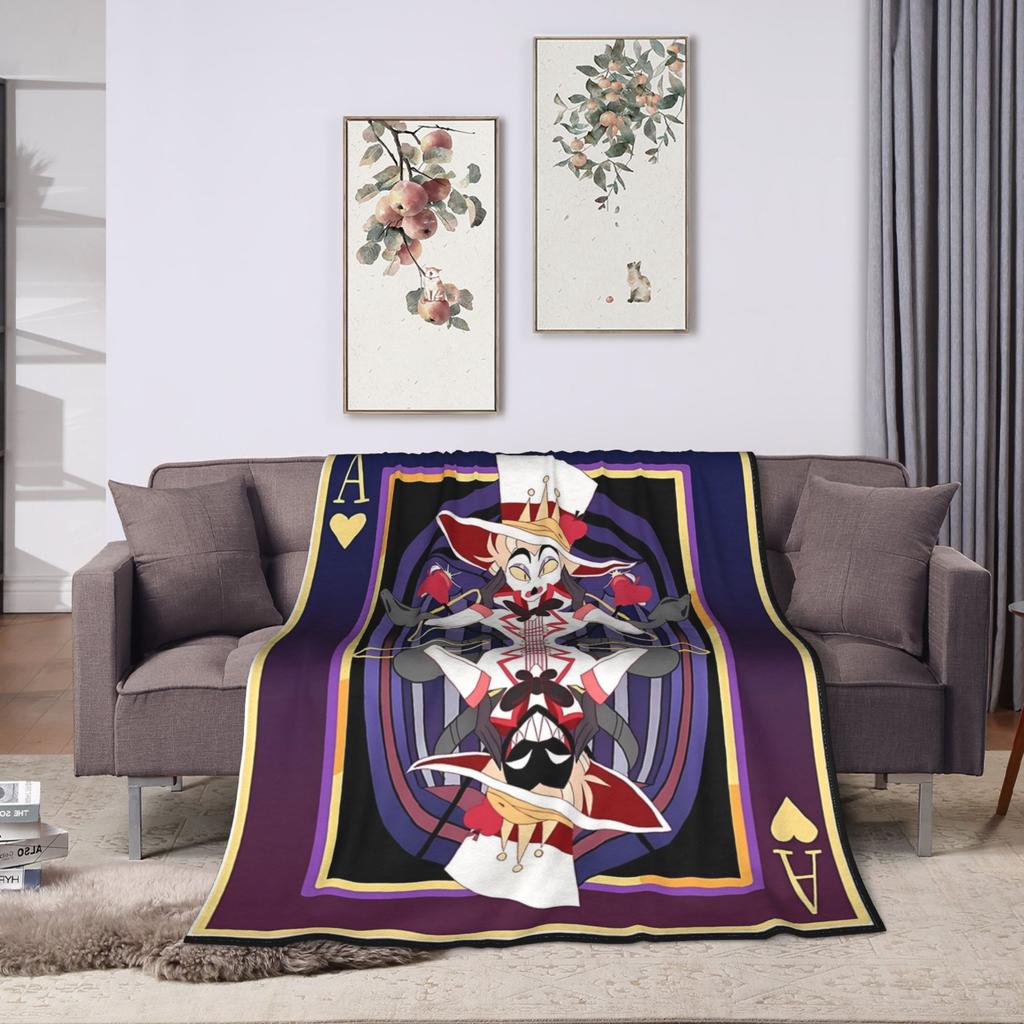 Hazbins Hotels Alastor and Lucifer Blanket Coral Fleece Plush Summer Demon Super Warm Throw Blankets for Sofa Car Rug Piece