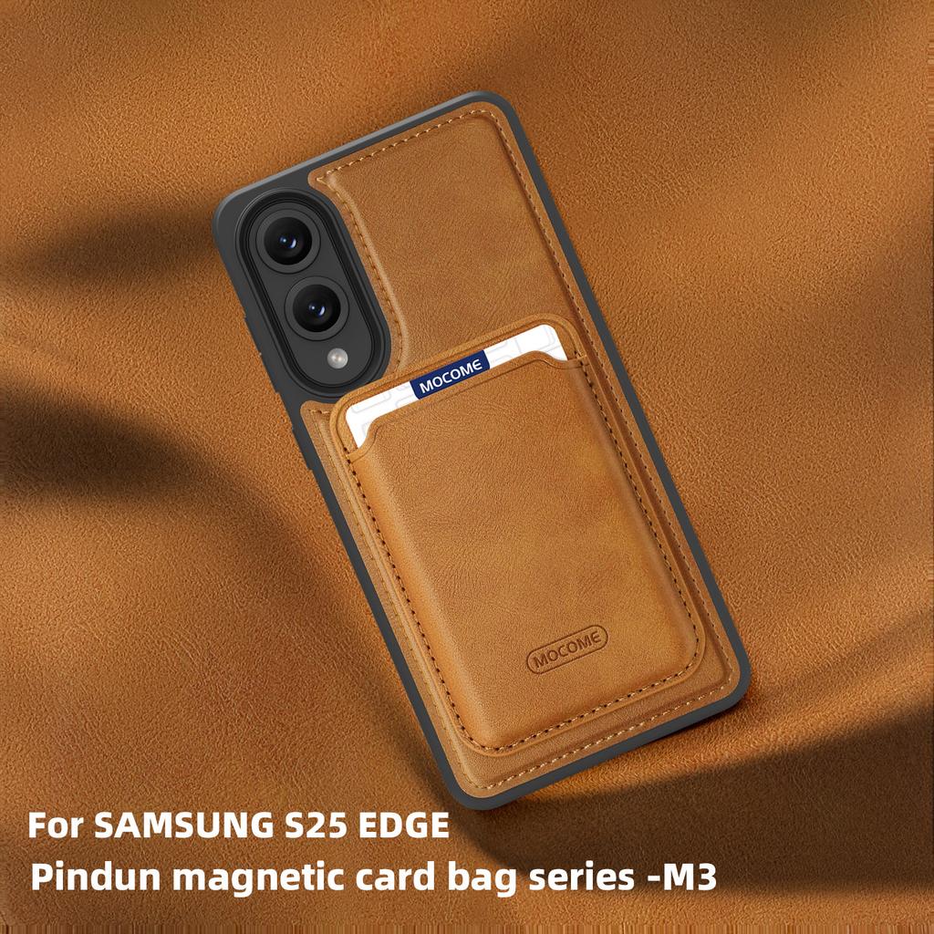 For Samsung Galaxy S25 Edge Magnetic Case with Detachable Card Holder TPU+PU Leather Phone Back Cover