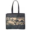 Сумка-тоут из денима с логотипом Ferragamo среднего размера, синяя