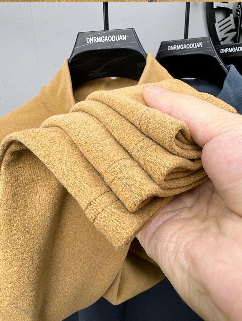 Мужской осенне-зимний вельветовый свитшот с длинным рукавом и молнией до середины груди - однотонный, теплый, универсальный топ