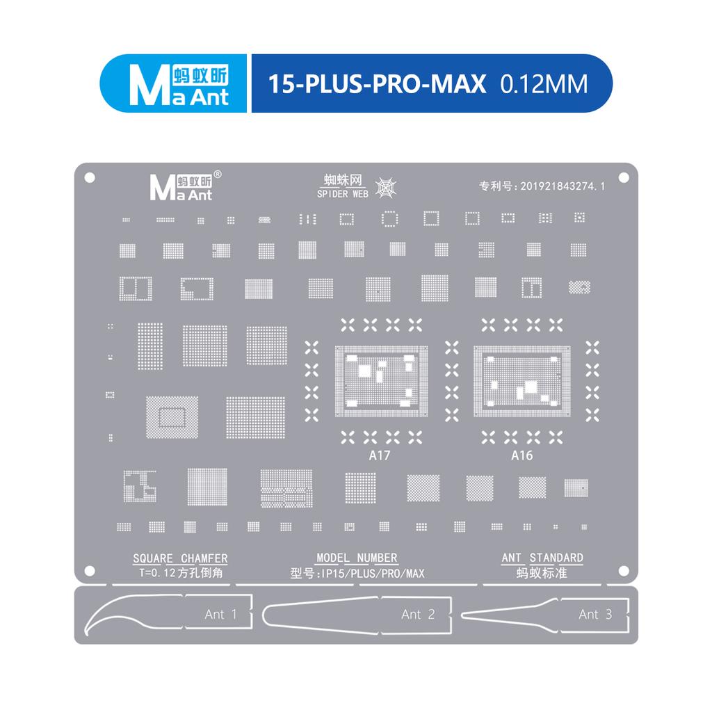 MaAnt A8-A18 PRO Сетка-шаблон BGA для реболлинга чипов CPU для серии iPhone 6-16 Pro Max Сетка для посадки шариков припоя Инструменты для ремонта