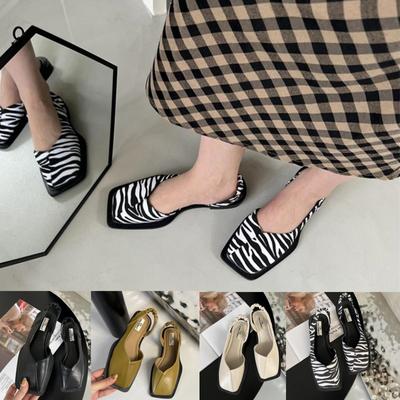 Женские летние сандалии больших размеров, летние сандалии из искусственной кожи на плоской подошве с квадратным носком, тапочки с пряжкой