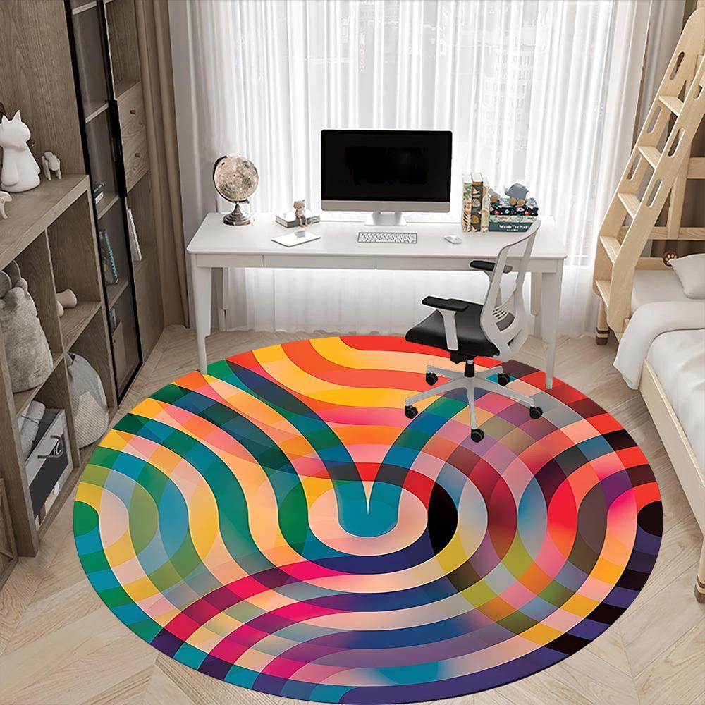 1pc Colorful Swirl Pattern Chair Carpet for Office Non-Slip, Machine Washable Rug for Office, Room - Holiday Decor, Machine Made yy251016053