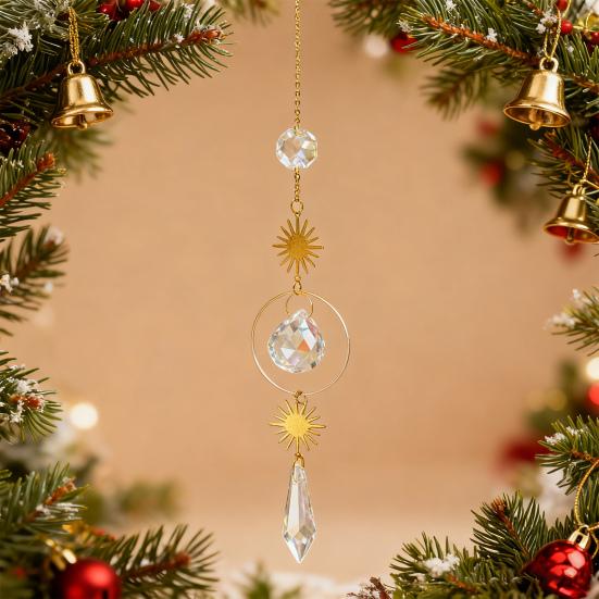 Подвеска-ловец солнца из искусственного хрусталя, украшение для подвешивания, для дома, улицы, сада, солнце, луна, звезда, призма, музыка ветра, орнамент, создатель радуги