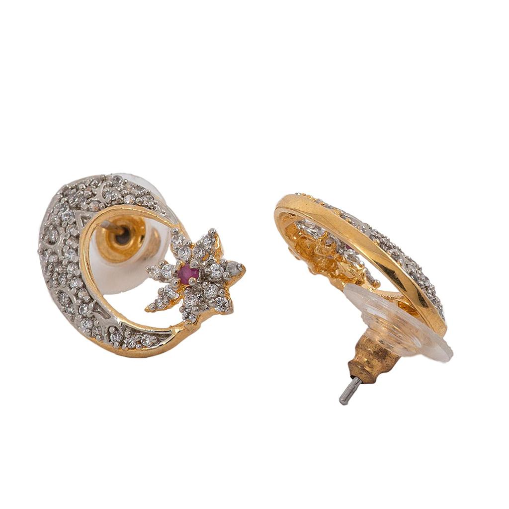 Позолоченные женские серьги Estele со звездами и луной из американских бриллиантов