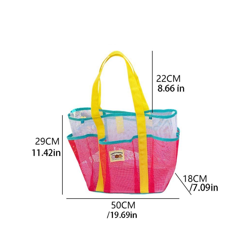 Nylon Swimming Bag Dry Wet Mesh Handbag Soild Color Mesh Beach Bag Shower