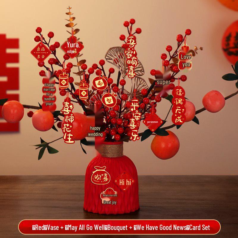Bridal Wedding Gift Potted Plant Ornament for Living Room or Engagement Banquet Decor