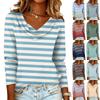 Женский полосатый пуловер с принтом, повседневный и модный, с длинным рукавом