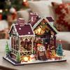 DIY Wooden Warm Christmas Lodge Casa Doll Houses Miniature Model Kits Dollhouse with Furniture LED Lights for Gifts