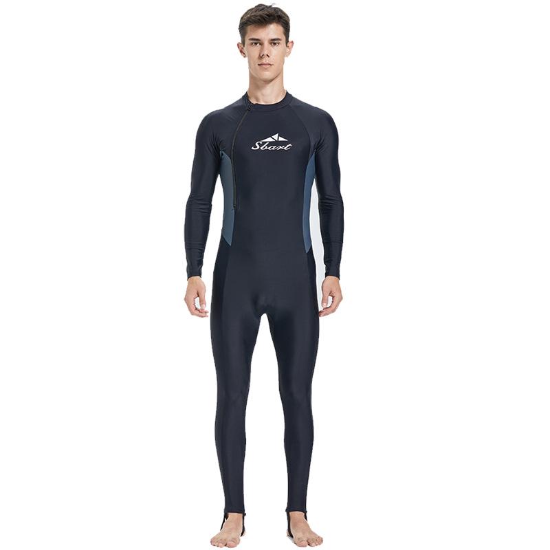 Men's Long Sleeve Quick-Dry Tight-Fit Swimsuit: Sun Protection, High Elasticity, Breathable, No Chest Pad, Perfect for Travel and Vacation.