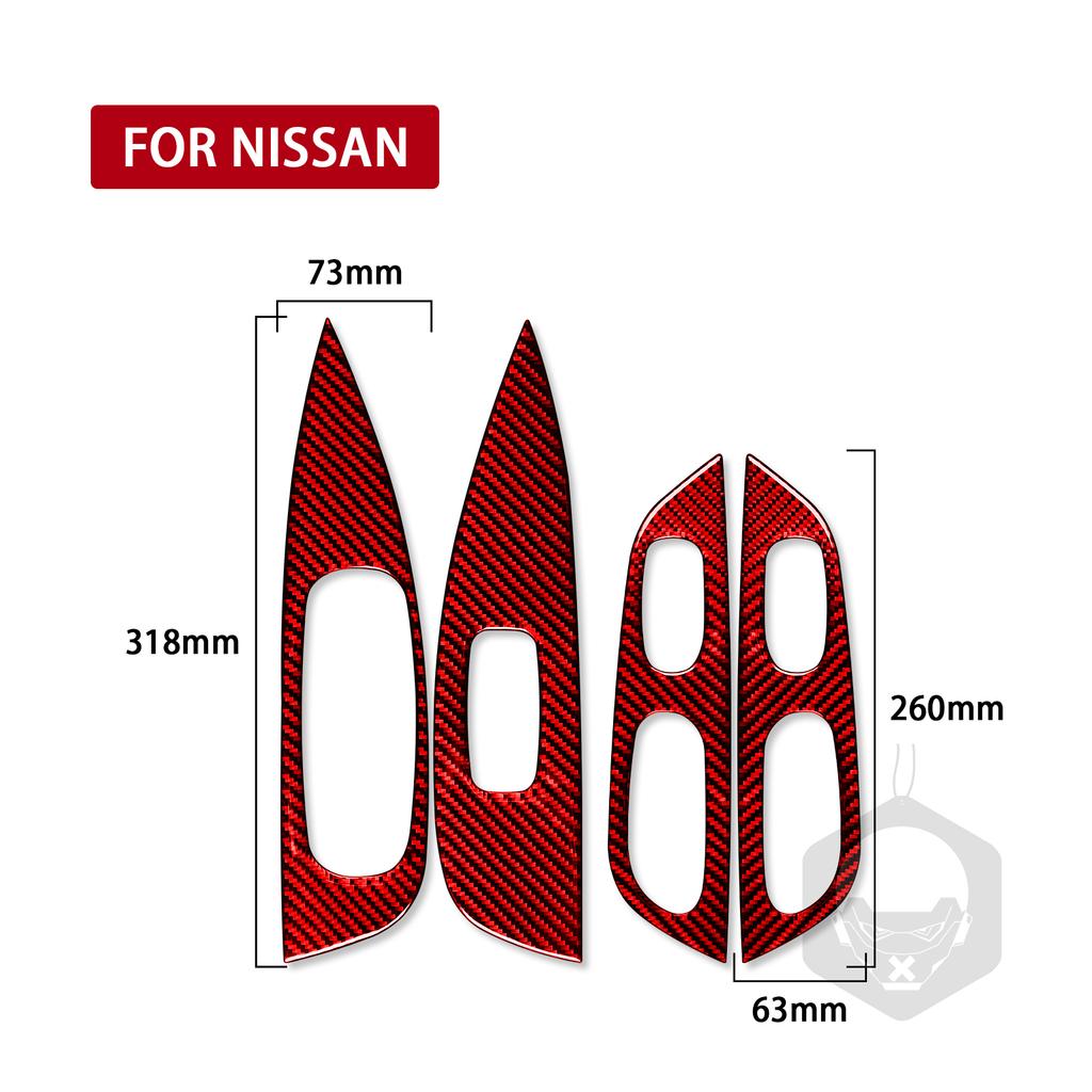 For Nissan X-Trail Rogue 2013- Real Carbon Fiber Stickers Door window lift storage panel Car Accessories Interior decorative