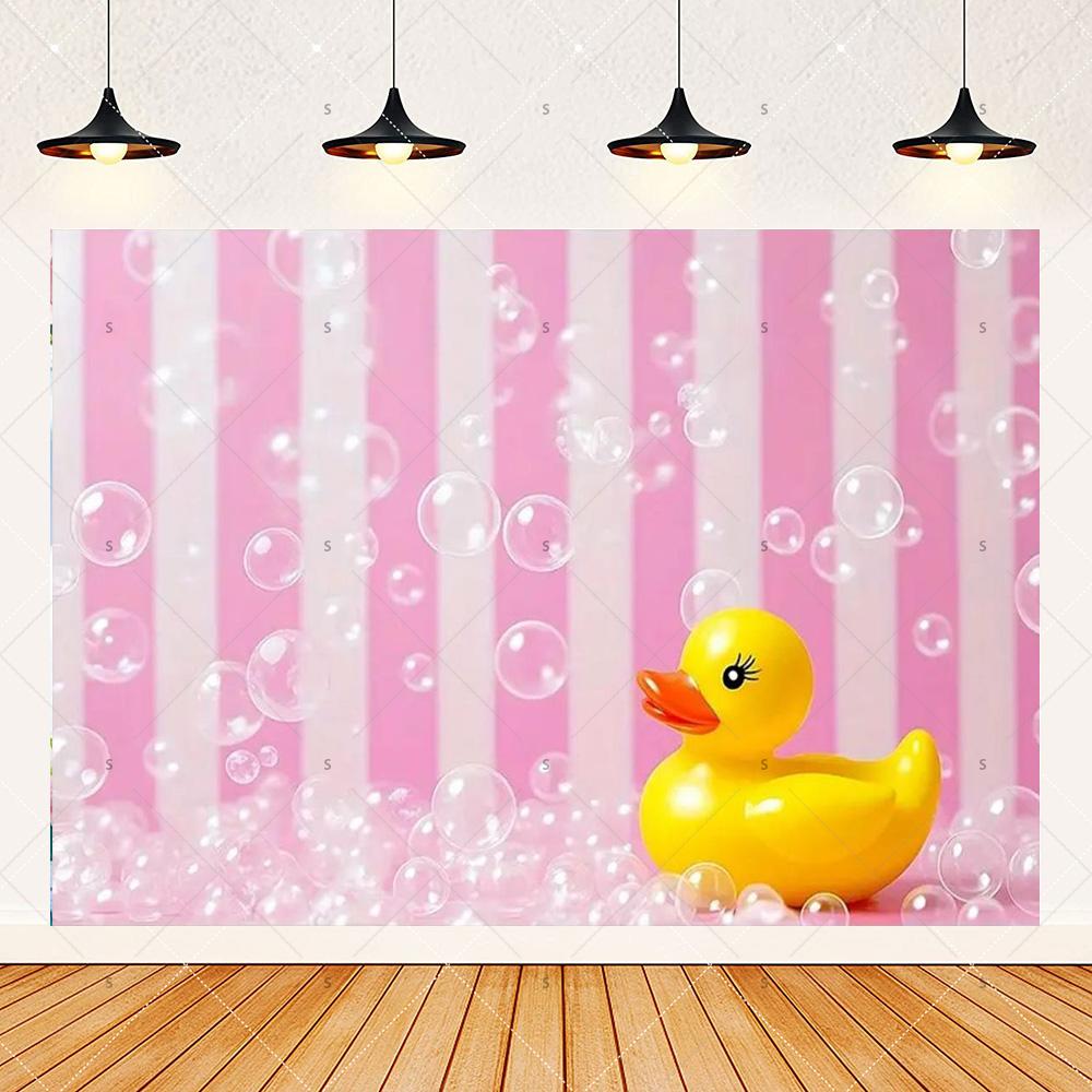 Cute Yellow Duck Theme Background Banner Kids Birthday Party Decorations Photography Backdrop Cartoon Baby Shower Supplies Props