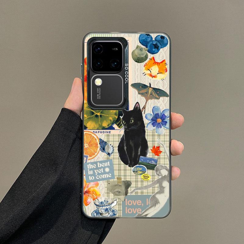 Для Samsung Galaxy S25 S22 Ultra Plus S21 FE S24 S23 Ultra Plus FE Лазерный Чехол для Телефона Смешной Коллаж с Рисунком Кошки Ударопрочные Чехлы