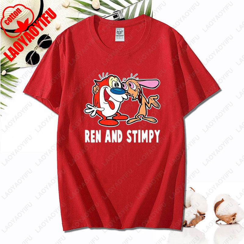 90s Ren Stimpy Show Nickelodeon Nicktoons Dial Cartoon Tshirt Vintage Classic Fashion Streetwear Cotton All Match Unisex Tees