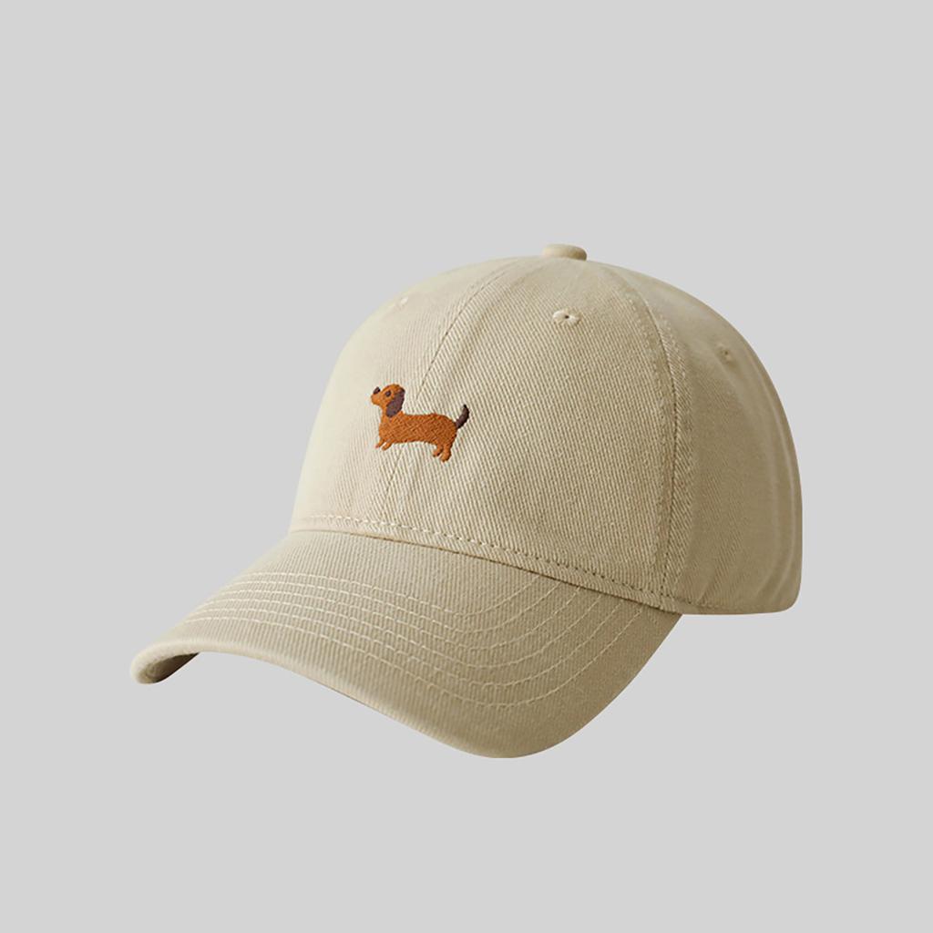Cute Dog Embroidered Baseball Cap for Women Solid Color Cartoon Snapback Hat Summer Adjustable Cotton Dad Hats