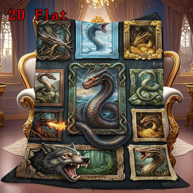Mythical Creatures Gallery 2D Flat Pattern Flannel Blanket, High quality All Seasons, Home Decor, Warmth and Comfort, Perfect for Christmas Gifts.