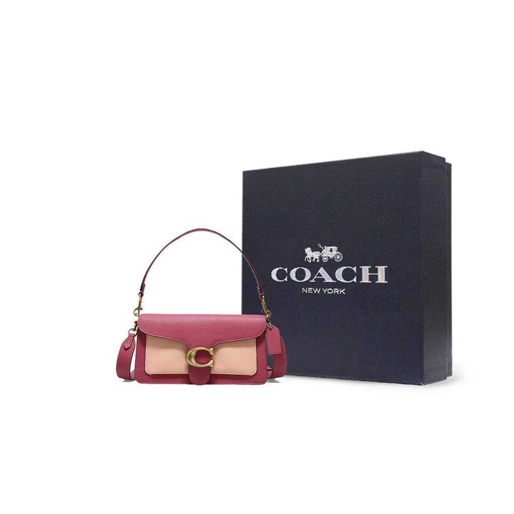 Coach Полосатая 26 Магнитная застежка-клапан Кожаная сумка через плечо Женские сумки 76105-B4AFF