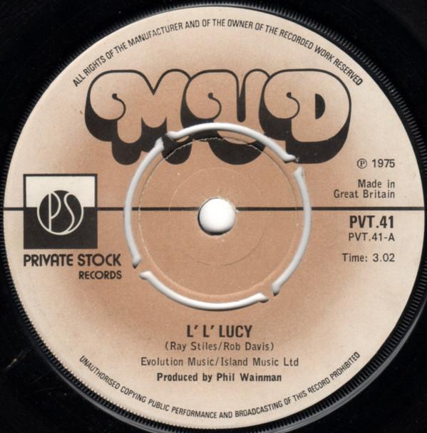 7-дюймовая пластинка MUD - L' L' Lucy PVT41 Частная коллекция 1975 Великобритания Рок Б/У