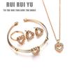 RUI RUI YU Women Bridal Elegant Jewelry Set Heart-shaped Necklace Earrings Bracelet Ring