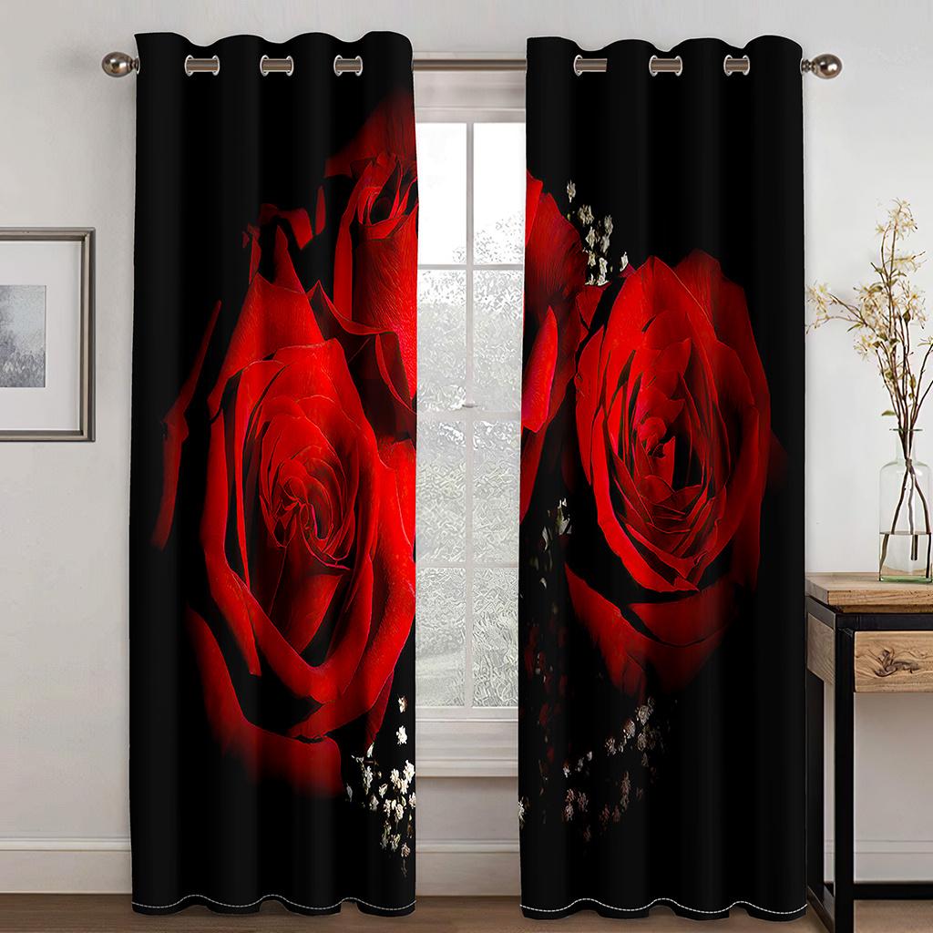 Красная роза цветок леопардовый принт 3D дизайн роскошные оконные шторы для девочек гостиная спальня домашний декор 2 шт бесплатная доставка