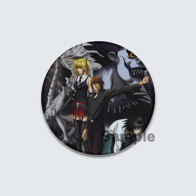 32/44/58mm Fashion Accessories Broochs Anime Death Note Cosplay Badges Round Cartoon Figure L·Lawliet Killer Yagami Pins for Backpacks Gift