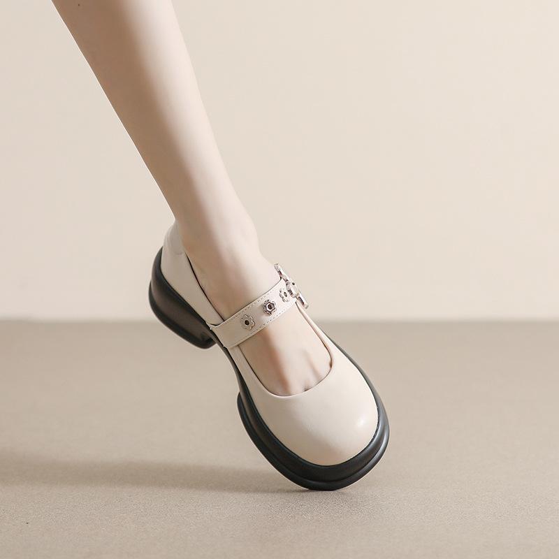 Туфли Мэри Джейн на платформе женские 2025 года новые туфли с круглым носком французские ретро туфли в стиле колледж с толстым каблуком женские туфли большого размера