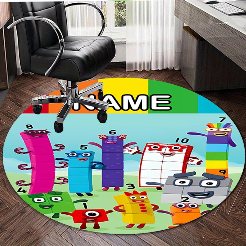 Personalized 3D-Number-Blocks-Cartoon Round Chair Office Rug - Perfect for Mat, Office Chair & More - Ideal Gift for Birthdays and Holidays