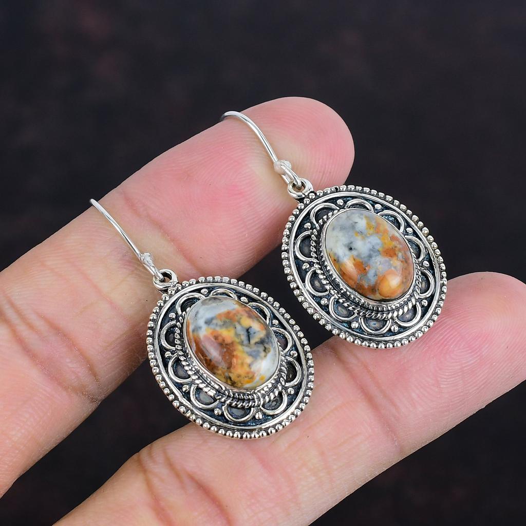 Серьги из яшмы Малигано, серьги из натурального драгоценного камня, винтажные ювелирные изделия, серьги из стерлингового серебра 925 пробы, женские серьги, подарки для женщин, серьги ручной работы