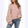 Long-sleeved Sweater 2025 European American Round Neck Solid Color Loose Knitted Sweater Top Casual Pullover